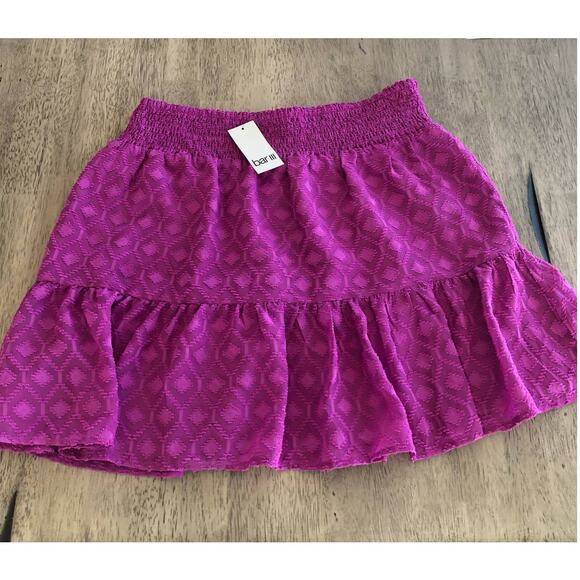 Bar III Smocked Waist Mini Purple Ruffle Skirt - XL - Picture 2 of 4